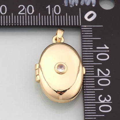 18K Gold Filled Openable Oval Pendant,Dainty Oval Charm Bracelet Necklace for DIY Jewelry Making Supply