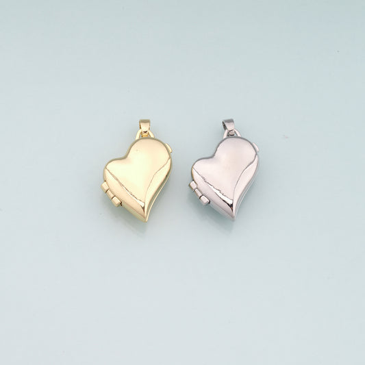 18K Gold Filled Openable Heart Pendant,Dainty Heart Charm Bracelet Necklace for DIY Jewelry Making Supply