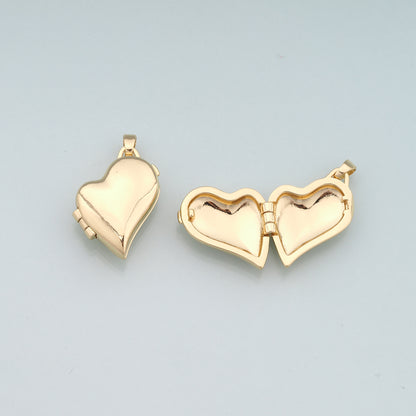 18K Gold Filled Openable Heart Pendant,Dainty Heart Charm Bracelet Necklace for DIY Jewelry Making Supply