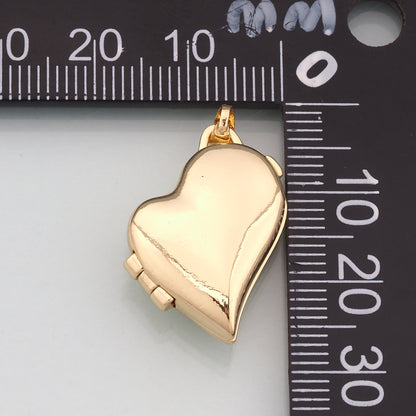18K Gold Filled Openable Heart Pendant,Dainty Heart Charm Bracelet Necklace for DIY Jewelry Making Supply