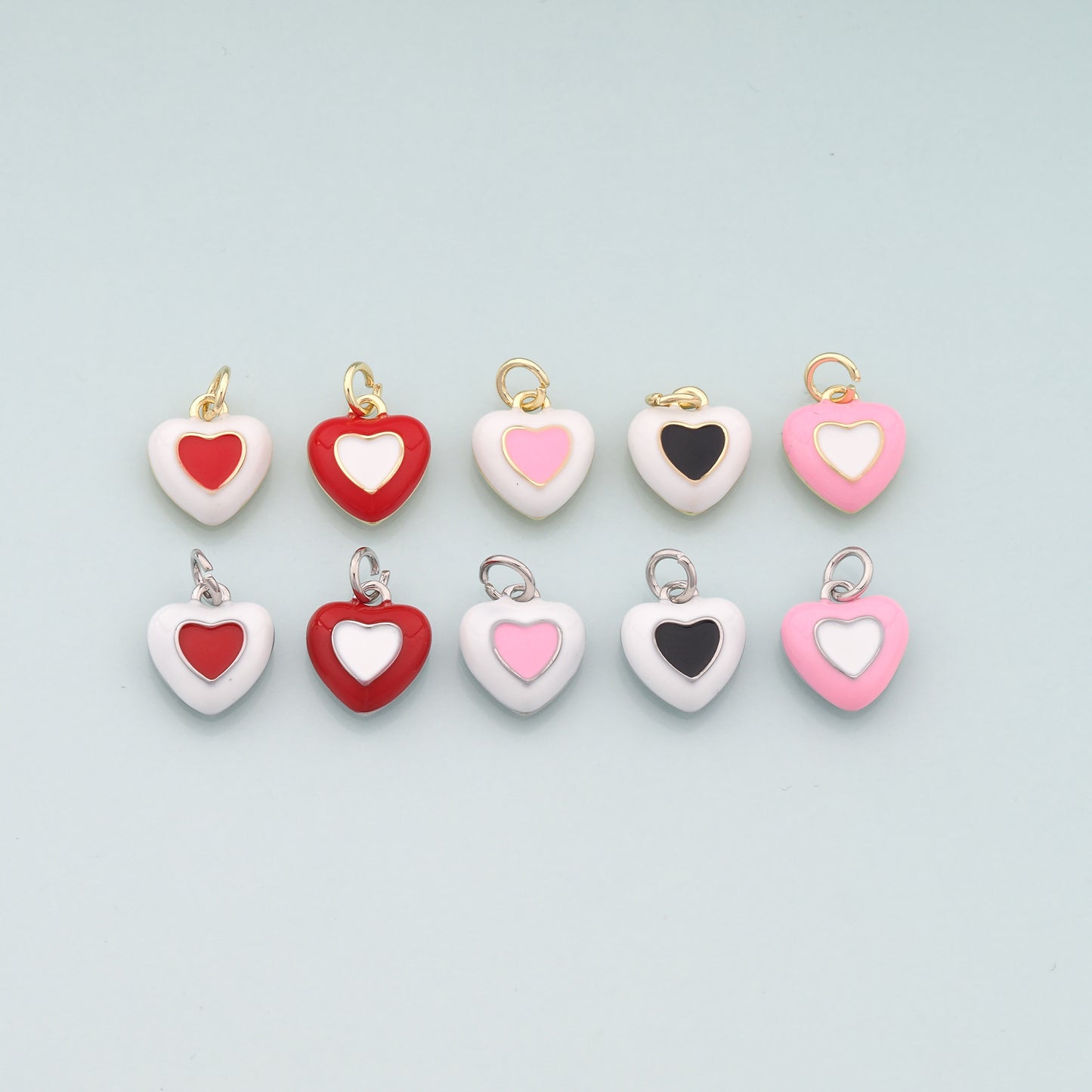 Gold Heart Charms,18K Gold Filled Heart Pendant,Enamel Heart Charm Bracelet Necklace for DIY Jewelry Making Supply