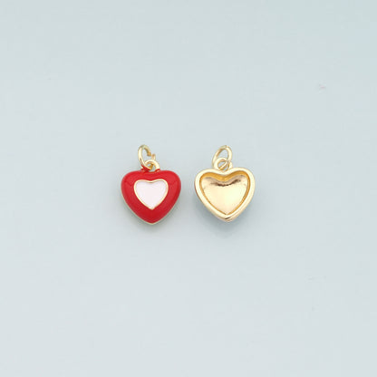 Gold Heart Charms,18K Gold Filled Heart Pendant,Enamel Heart Charm Bracelet Necklace for DIY Jewelry Making Supply