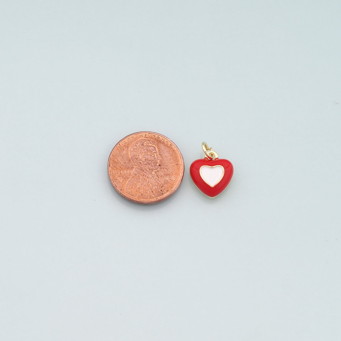Gold Heart Charms,18K Gold Filled Heart Pendant,Enamel Heart Charm Bracelet Necklace for DIY Jewelry Making Supply