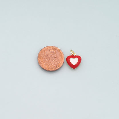 Gold Heart Charms,18K Gold Filled Heart Pendant,Enamel Heart Charm Bracelet Necklace for DIY Jewelry Making Supply