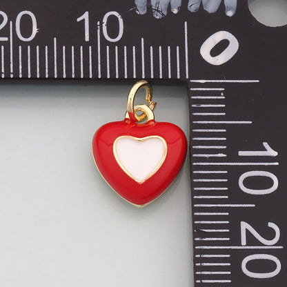 Gold Heart Charms,18K Gold Filled Heart Pendant,Enamel Heart Charm Bracelet Necklace for DIY Jewelry Making Supply