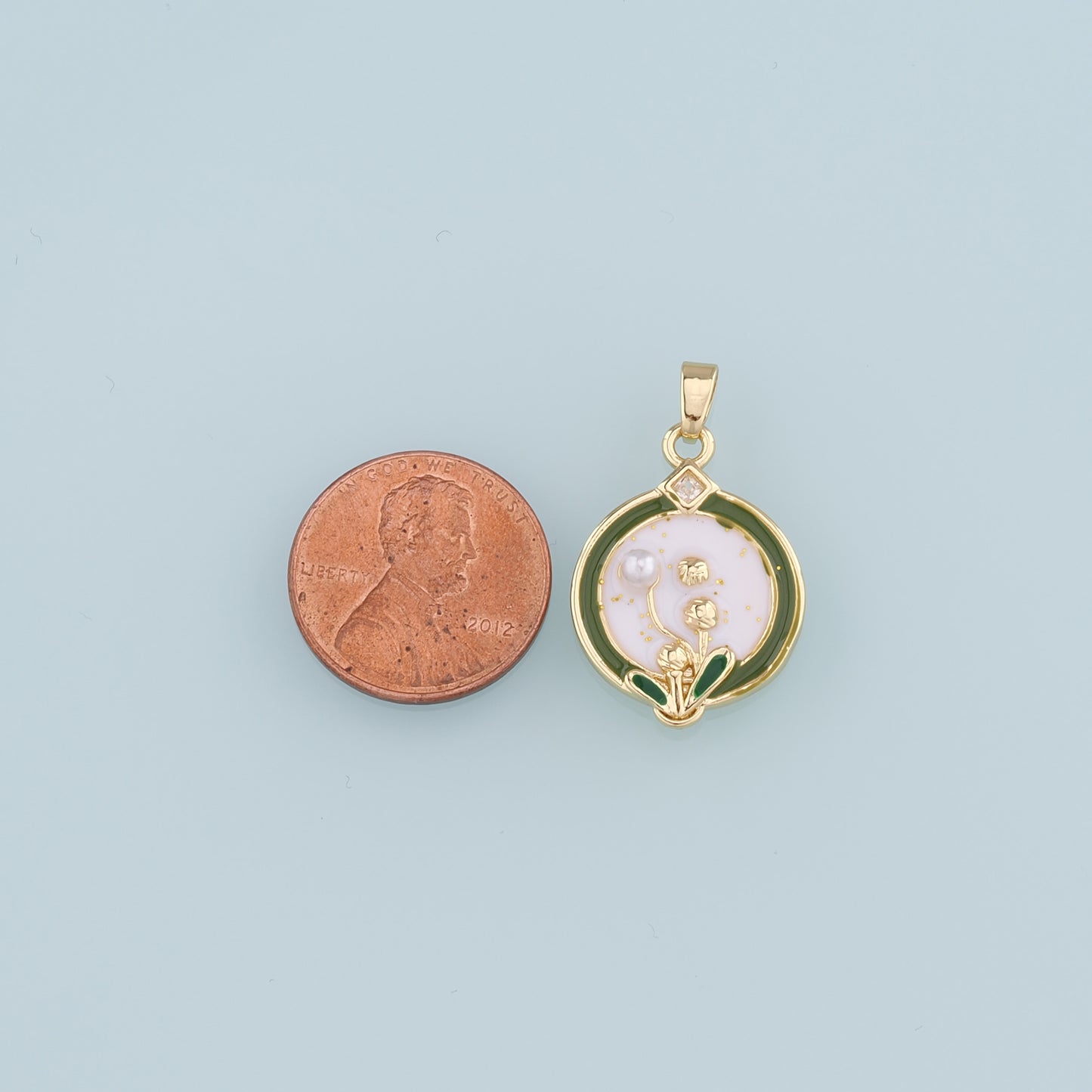Gold Flower Charms,18K Gold Filled Pearl Flower Pendant,Enamel Flower Charm Bracelet Necklace for DIY Jewelry Making Supply