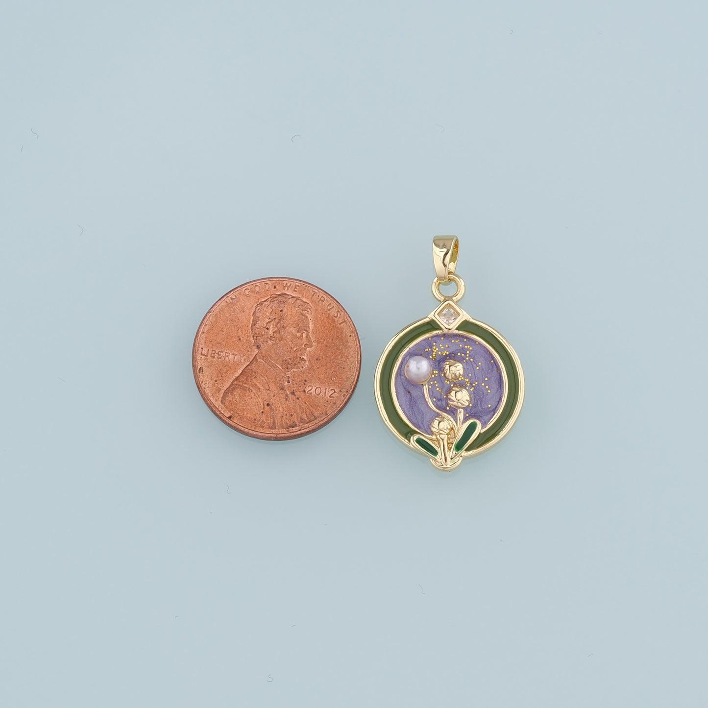 Gold Flower Charms,18K Gold Filled Pearl Flower Pendant,Enamel Flower Charm Bracelet Necklace for DIY Jewelry Making Supply