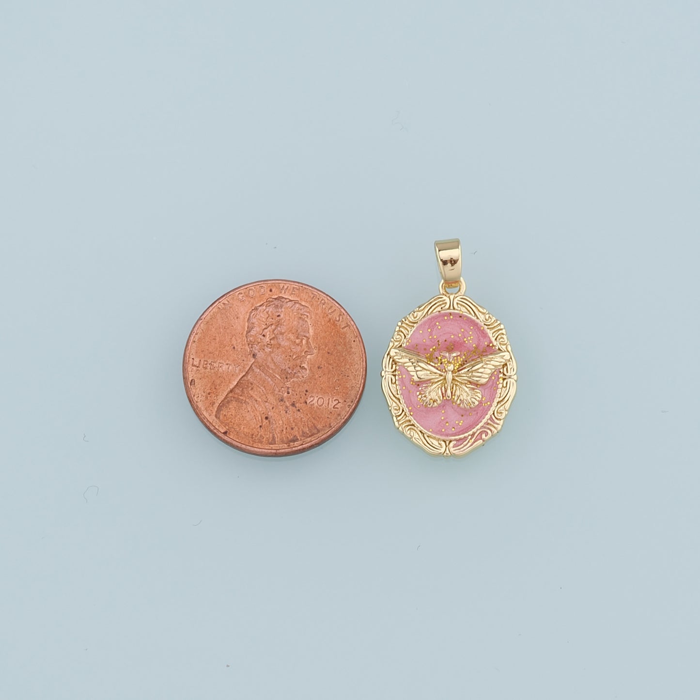 18K Gold Filled Butterfly Pendant,Enamel Butterfly Charm Bracelet Necklace for DIY Jewelry Making Supply