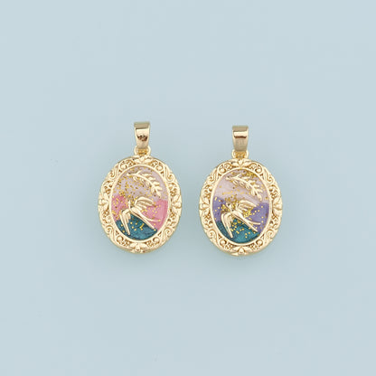 18K Gold Filled Dove Pendant,Enamel Bird Charm Bracelet Necklace for DIY Jewelry Making Supply