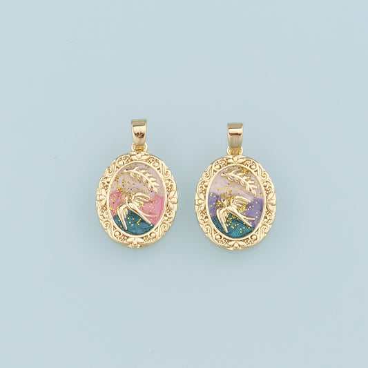 18K Gold Filled Dove Pendant,Enamel Bird Charm Bracelet Necklace for DIY Jewelry Making Supply