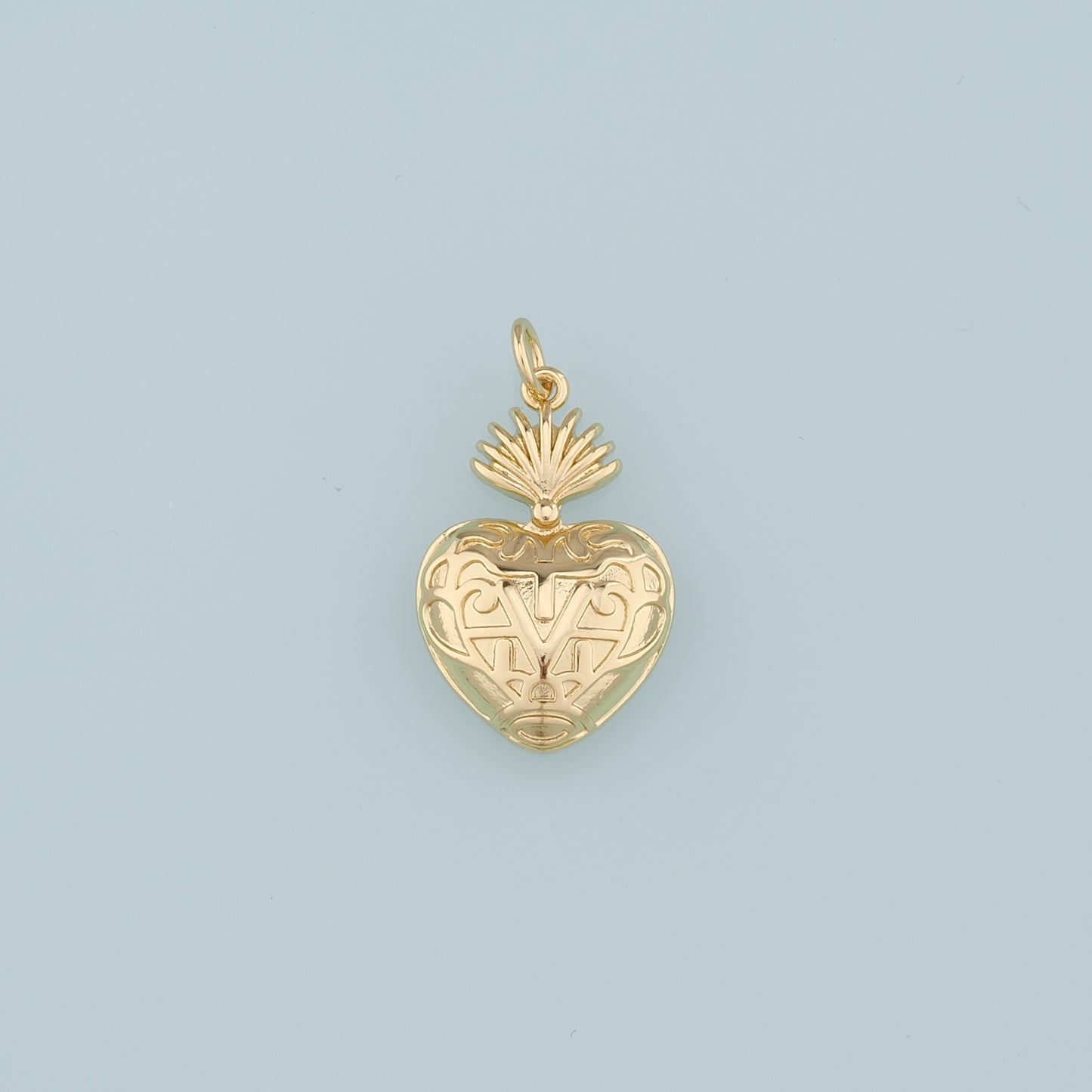 18K Gold Filled Sacred heart Pendant,Heart Charm Bracelet Necklace for DIY Jewelry Making Supply