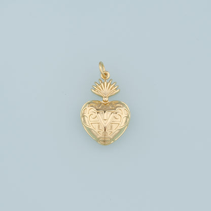 18K Gold Filled Sacred heart Pendant,Heart Charm Bracelet Necklace for DIY Jewelry Making Supply