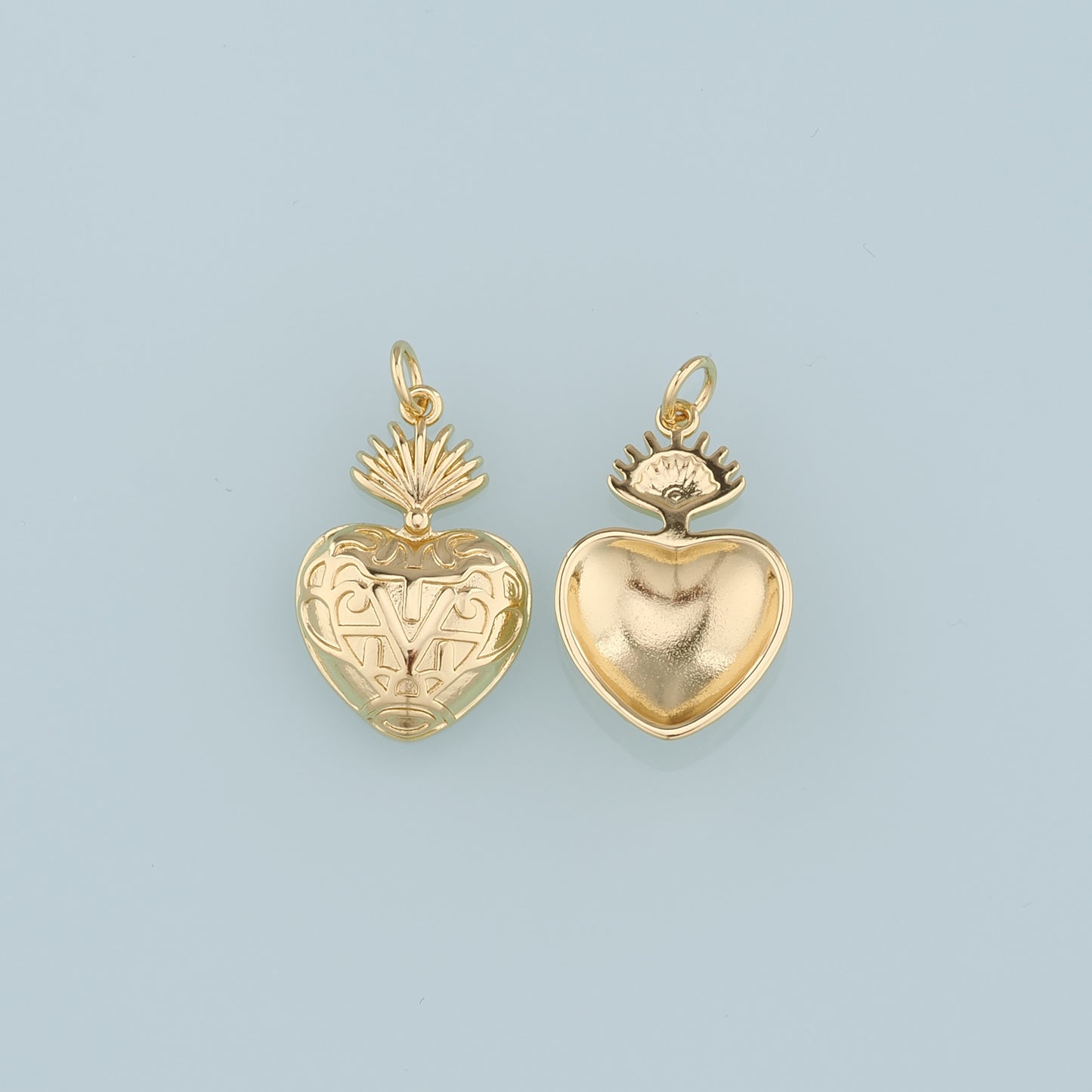 18K Gold Filled Sacred heart Pendant,Heart Charm Bracelet Necklace for DIY Jewelry Making Supply