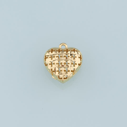 18K Gold Filled Heart Pendant,Heart Charm Bracelet Necklace for DIY Jewelry Making Supply