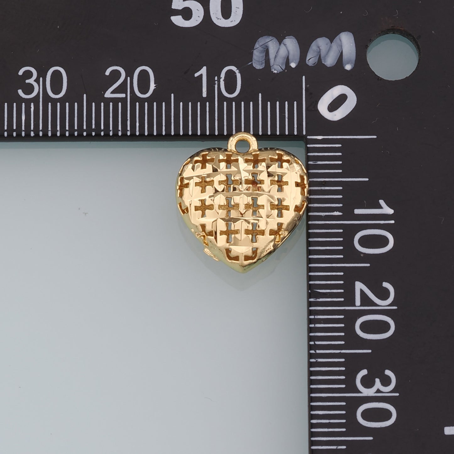 18K Gold Filled Heart Pendant,Heart Charm Bracelet Necklace for DIY Jewelry Making Supply