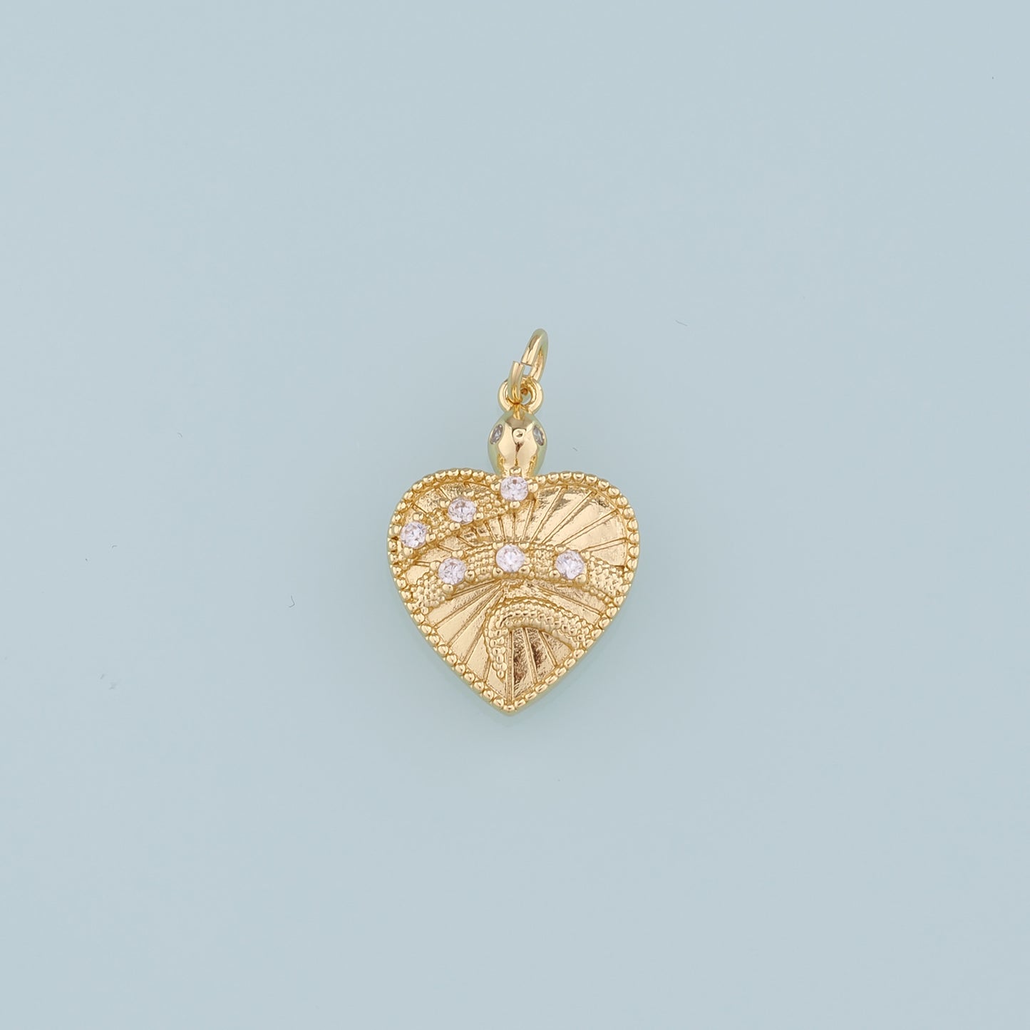 18K Gold Filled Heart Pendant,CZ Micro Pave Heart Charm Bracelet Necklace for DIY Jewelry Making Supply