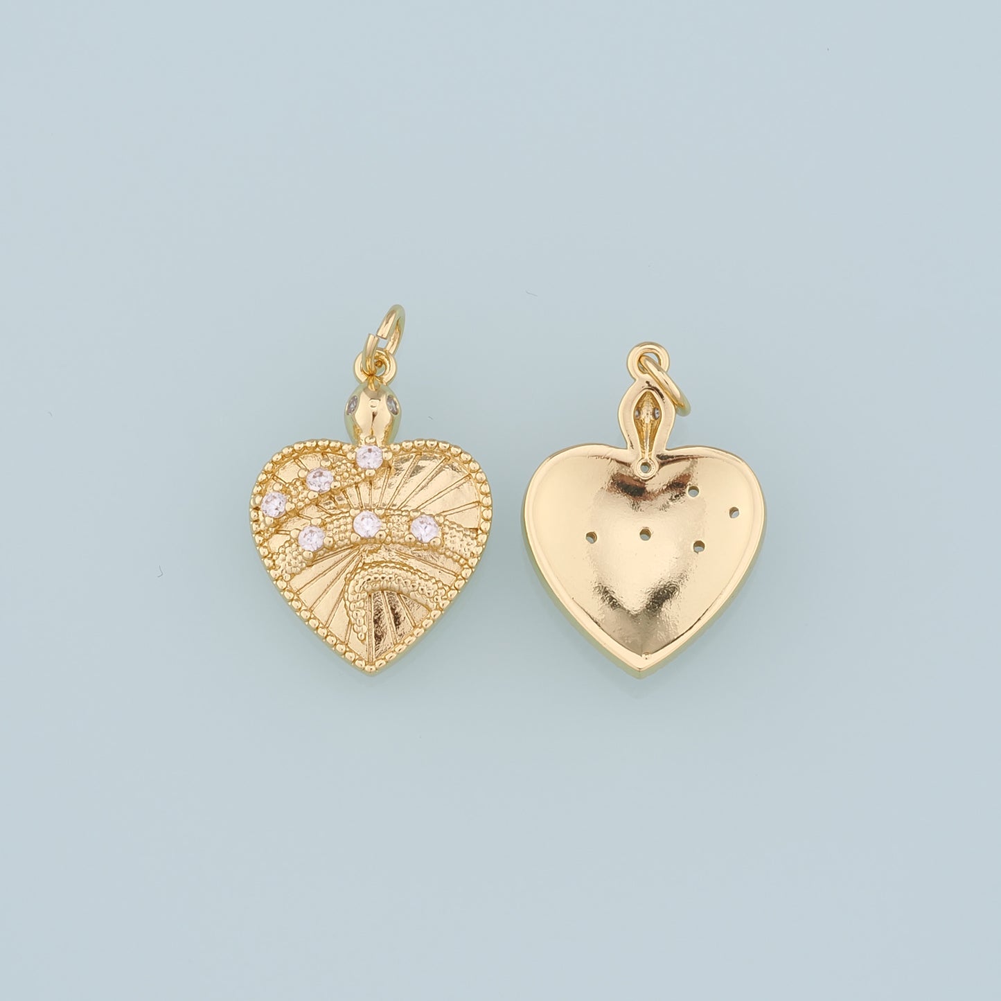 18K Gold Filled Heart Pendant,CZ Micro Pave Heart Charm Bracelet Necklace for DIY Jewelry Making Supply