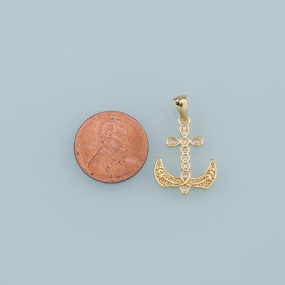 Gold Anchor Charms,18K Gold Filled Anchor Pendant,Anchor Charm Bracelet Necklace for DIY Jewelry Making Supply