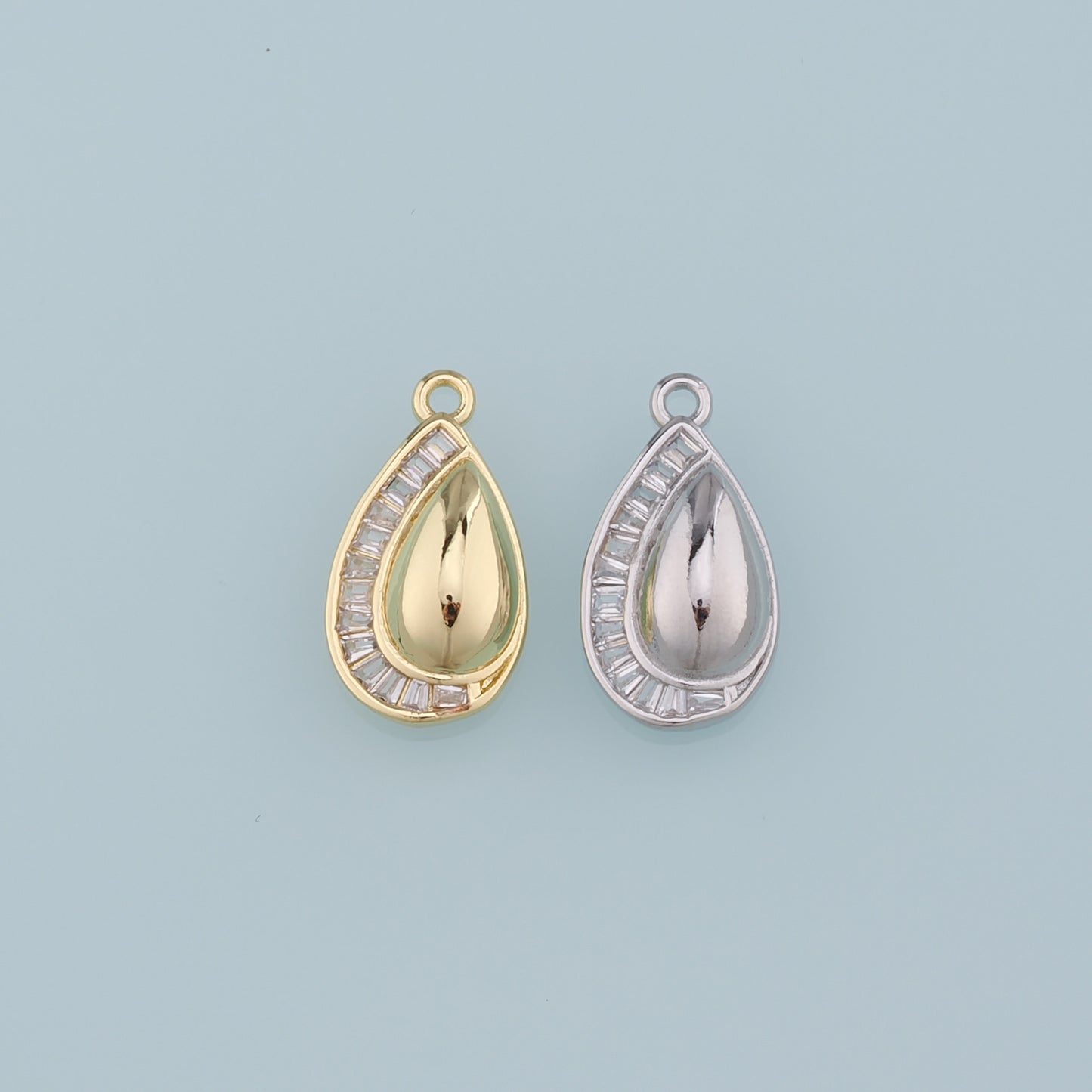 Gold Teardrop Charms,18K Gold Filled Teardrop Pendant,Crystal Teardrop Charm Bracelet Necklace for DIY Jewelry Making Supply