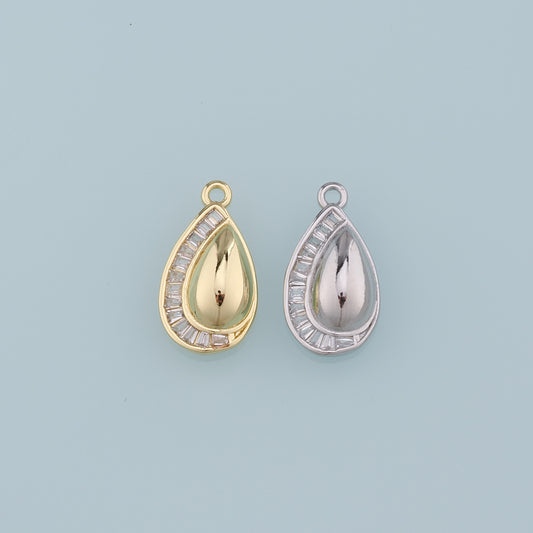 Gold Teardrop Charms,18K Gold Filled Teardrop Pendant,Crystal Teardrop Charm Bracelet Necklace for DIY Jewelry Making Supply
