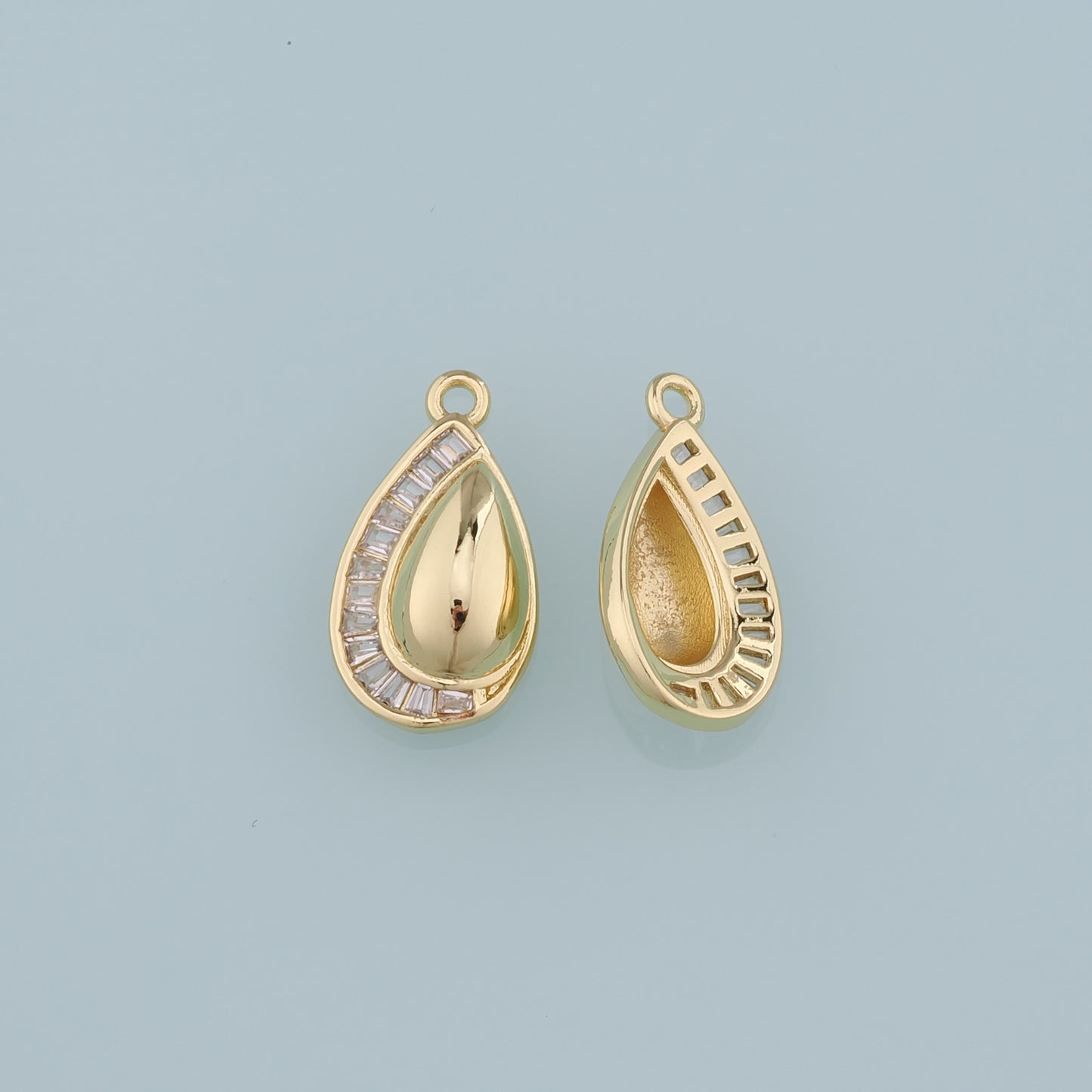 Gold Teardrop Charms,18K Gold Filled Teardrop Pendant,Crystal Teardrop Charm Bracelet Necklace for DIY Jewelry Making Supply