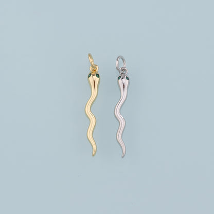18K Gold Filled Snake Pendant,Dainty Snake Charm Bracelet Necklace for DIY Jewelry Making Supply