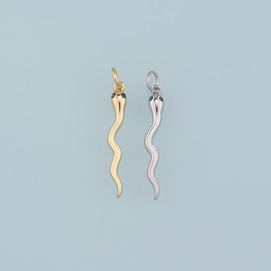 18K Gold Filled Snake Pendant,Dainty Snake Charm Bracelet Necklace for DIY Jewelry Making Supply