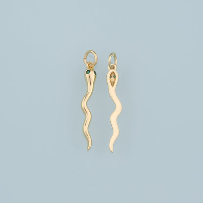 18K Gold Filled Snake Pendant,Dainty Snake Charm Bracelet Necklace for DIY Jewelry Making Supply