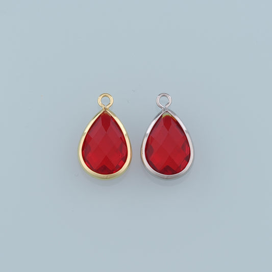 18K Gold Filled Teardrop Pendant,Crystal Teardrop Charm Bracelet Necklace for DIY Jewelry Making Supply