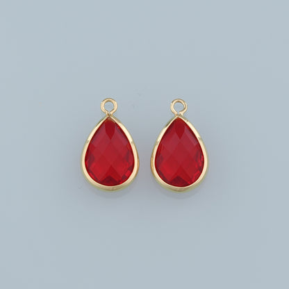 18K Gold Filled Teardrop Pendant,Crystal Teardrop Charm Bracelet Necklace for DIY Jewelry Making Supply