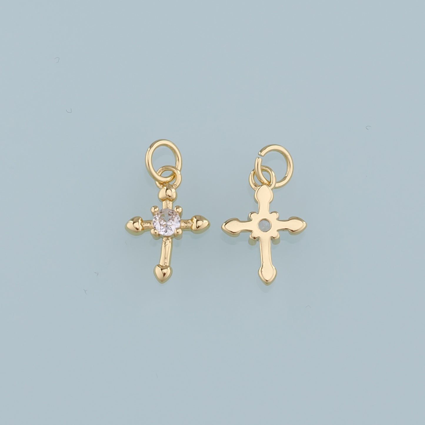Gold Cross Charms,18K Gold Filled Cross Pendant,CZ Religion Charm Bracelet Necklace for DIY Jewelry Making Supply