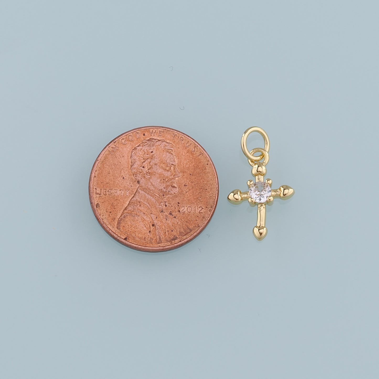 Gold Cross Charms,18K Gold Filled Cross Pendant,CZ Religion Charm Bracelet Necklace for DIY Jewelry Making Supply
