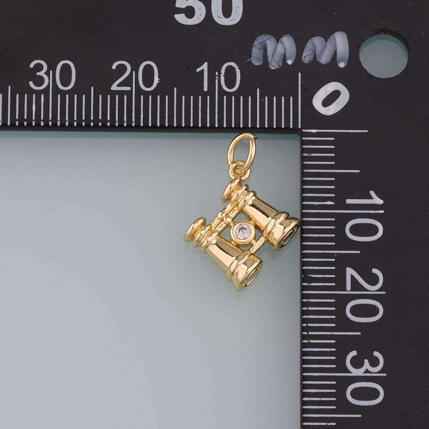 18K Gold Filled Telescope Pendant,CZ Telescope Charm Bracelet Necklace for DIY Jewelry Making Supply