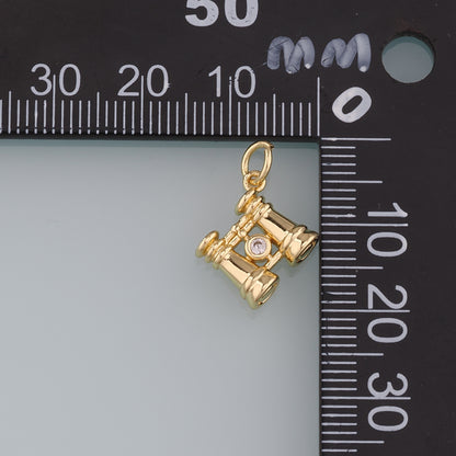 18K Gold Filled Telescope Pendant,CZ Telescope Charm Bracelet Necklace for DIY Jewelry Making Supply