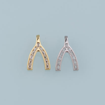 Gold Wishbone Charms,18K Gold Filled Wishbone Pendant,Wishbone Charm Bracelet Necklace for DIY Jewelry Making Supply