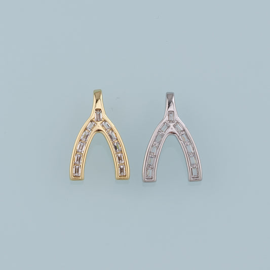 Gold Wishbone Charms,18K Gold Filled Wishbone Pendant,Wishbone Charm Bracelet Necklace for DIY Jewelry Making Supply
