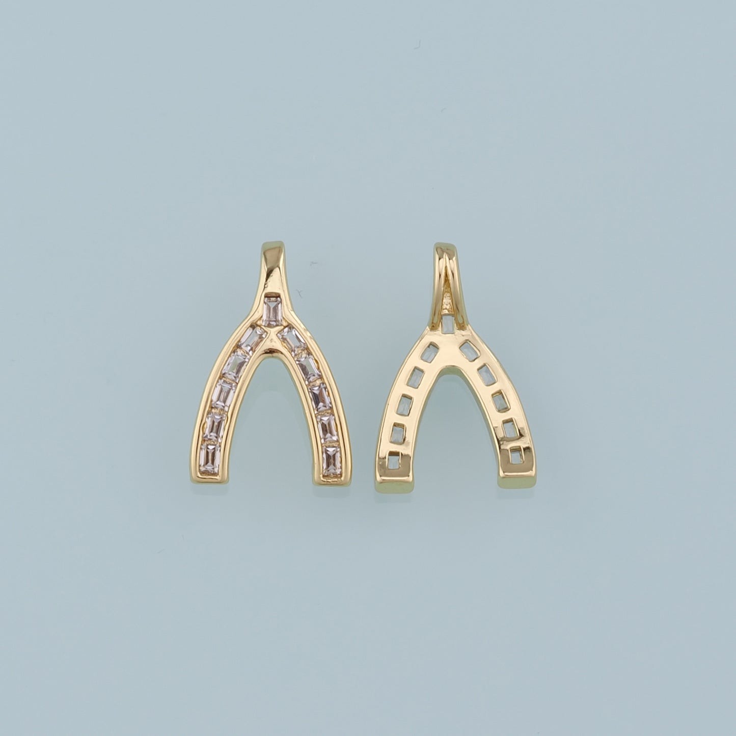 Gold Wishbone Charms,18K Gold Filled Wishbone Pendant,Wishbone Charm Bracelet Necklace for DIY Jewelry Making Supply