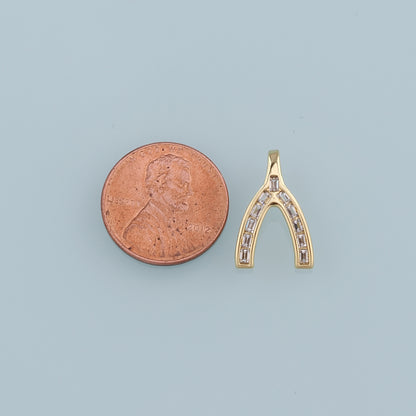Gold Wishbone Charms,18K Gold Filled Wishbone Pendant,Wishbone Charm Bracelet Necklace for DIY Jewelry Making Supply