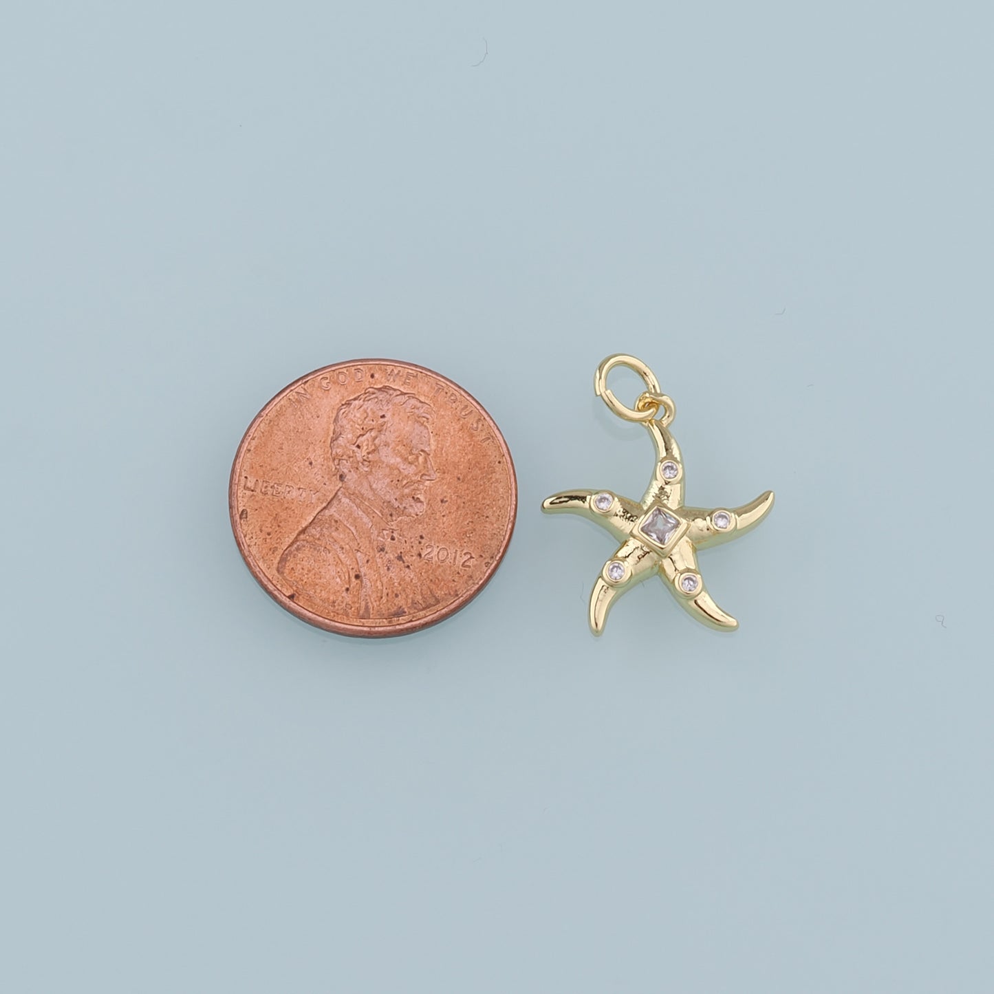 18K Gold Filled Starfish Pendant,CZ Starfish Charm Bracelet Necklace for DIY Jewelry Making Supply