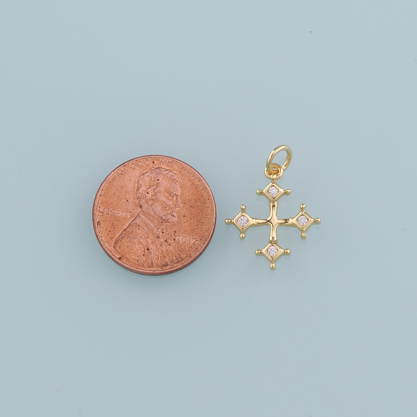 Gold Cross Charms,18K Gold Filled Cross Pendant,CZ Religion Charm Bracelet Necklace for DIY Jewelry Making Supply