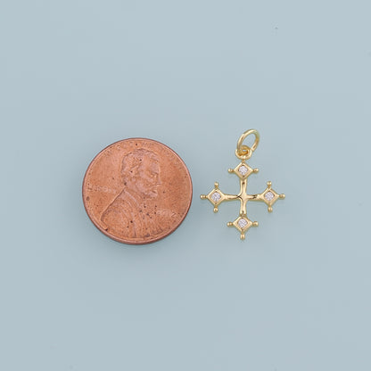Gold Cross Charms,18K Gold Filled Cross Pendant,CZ Religion Charm Bracelet Necklace for DIY Jewelry Making Supply