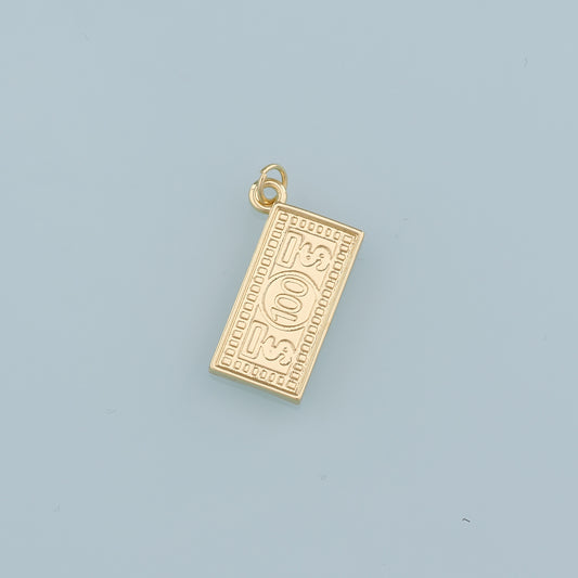 Gold Dollar Charms,18K Gold Filled Money Pendant,Dollar Charm Bracelet Necklace for DIY Jewelry Making Supply