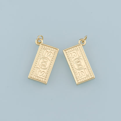 Gold Dollar Charms,18K Gold Filled Money Pendant,Dollar Charm Bracelet Necklace for DIY Jewelry Making Supply