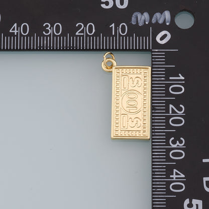 Gold Dollar Charms,18K Gold Filled Money Pendant,Dollar Charm Bracelet Necklace for DIY Jewelry Making Supply