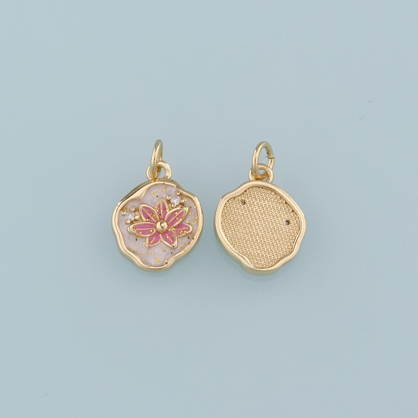 Gold Flower Charms,18K Gold Filled Flower Pendant,Enamel Flower Charm Bracelet Necklace for DIY Jewelry Making Supply
