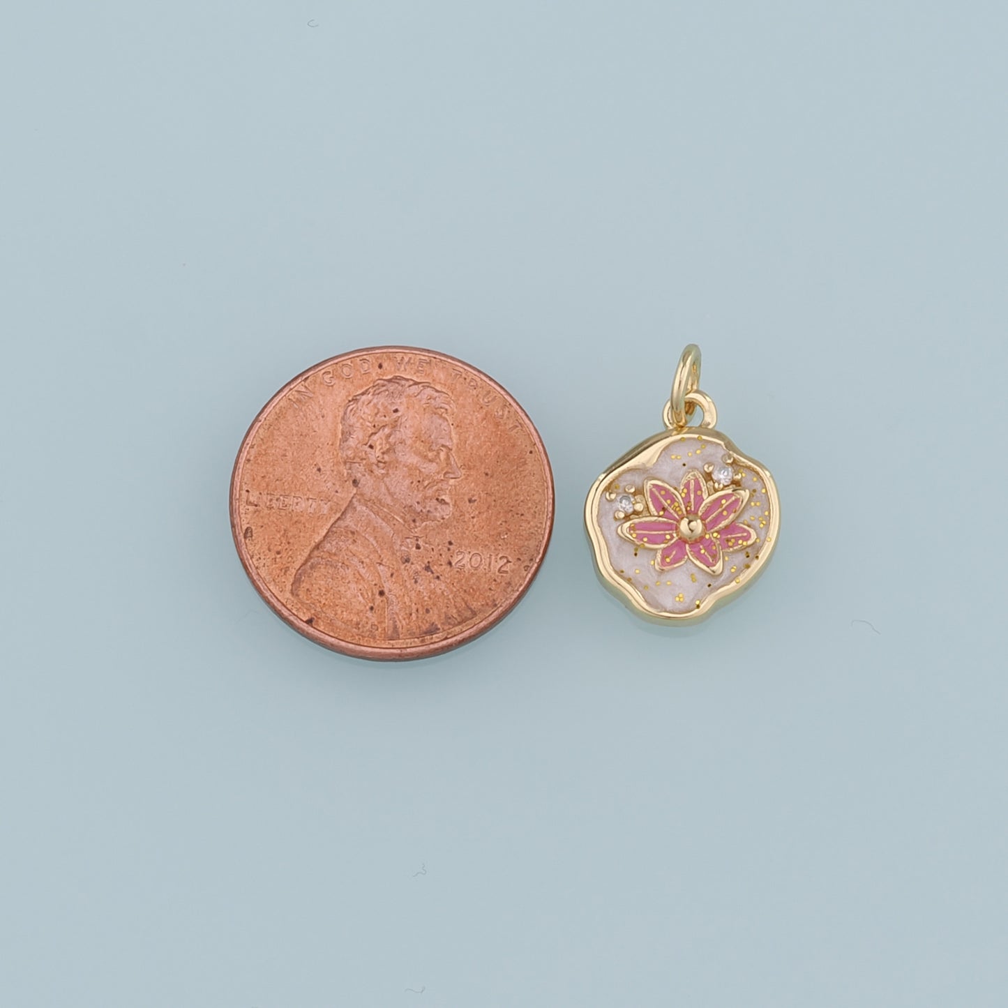 Gold Flower Charms,18K Gold Filled Flower Pendant,Enamel Flower Charm Bracelet Necklace for DIY Jewelry Making Supply