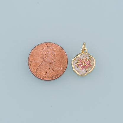 Gold Flower Charms,18K Gold Filled Flower Pendant,Enamel Flower Charm Bracelet Necklace for DIY Jewelry Making Supply