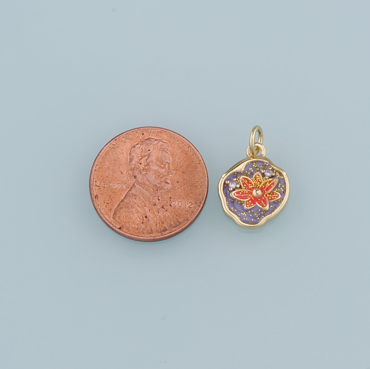Gold Flower Charms,18K Gold Filled Flower Pendant,Enamel Flower Charm Bracelet Necklace for DIY Jewelry Making Supply