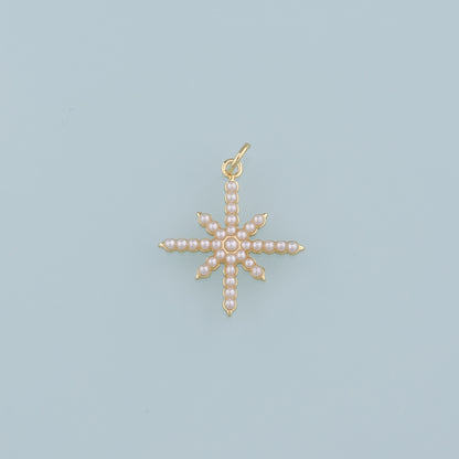 18K Gold Filled Pearl Star Pendant,Polar Star Charm Bracelet Necklace for DIY Jewelry Making Supply