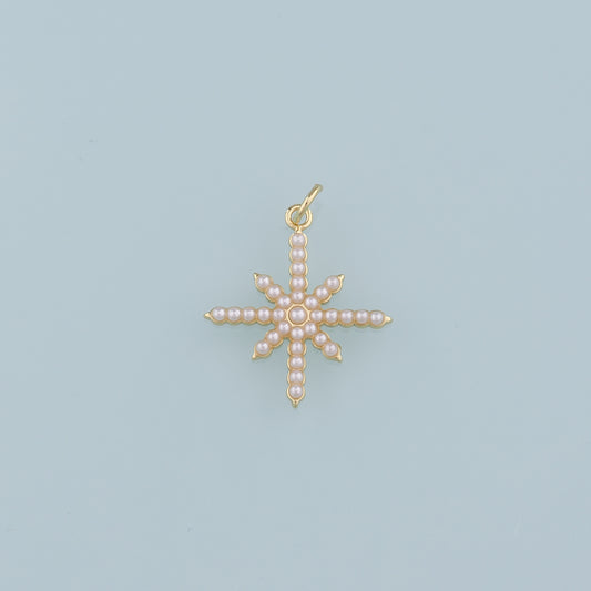 18K Gold Filled Pearl Star Pendant,Polar Star Charm Bracelet Necklace for DIY Jewelry Making Supply